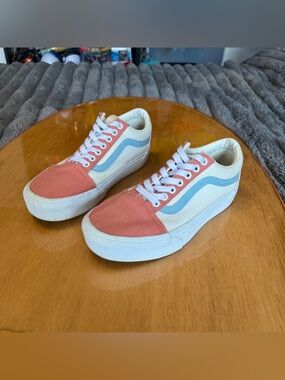 Vans Old Skool Peach Colorblock Platform Sneakers Mens 7